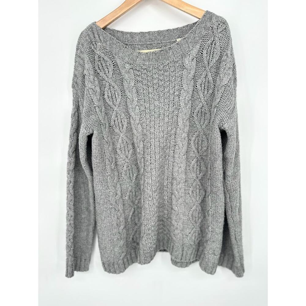 Jack Wills Womens Cable Knit Sweater Size 6 Grey Alpaca Blend Fisherman Preppy